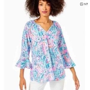 Lilly Pulitzer Willa flounce sleeve top size XS